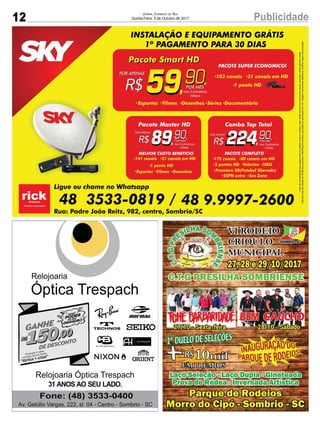 12 PublicidadeJornal Correio do Sul
Quinta-Feira, 5 de Outubro de 2017
 