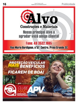 16 PublicidadeJornal Correio do Sul
Quarta-Feira, 6 de Dezembro de 2017
 