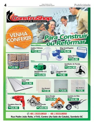 4 PublicidadeJornal Correio do Sul
Quinta-Feira, 6 de Abril de 2017
 