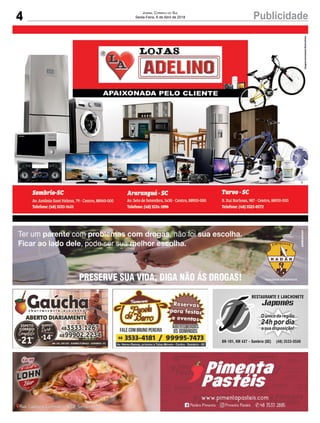 4 PublicidadeJornal Correio do Sul
Sexta-Feira, 6 de Abril de 2018
 