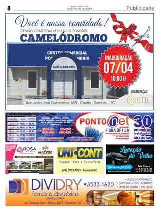 8 PublicidadeJornal Correio do Sul
Sexta-Feira, 6 de Abril de 2018
 