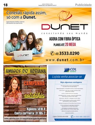 18 PublicidadeJornal Correio do Sul
Quarta-Feira, 6 de Setembro de 2017
 