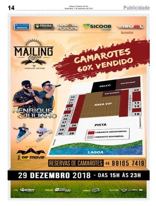 14 PublicidadeJornal Correio do Sul
Sexta-feira, 7 de Dezembro de 2018
 