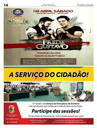14 PublicidadeJornal Correio do Sul
Sexta-Feira, 7 de Abril de 2017
 