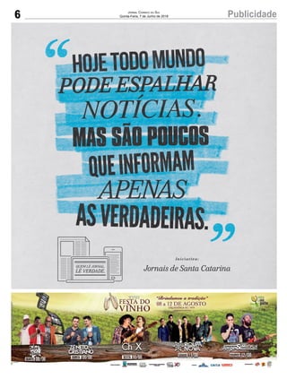 6 PublicidadeJornal Correio do Sul
Quinta-Feira, 7 de Junho de 2018
 