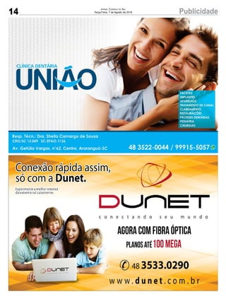 14 PublicidadeJornal Correio do Sul
Terça-Feira, 7 de Agosto de 2018
 