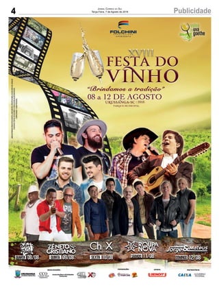 4 PublicidadeJornal Correio do Sul
Terça-Feira, 7 de Agosto de 2018
 