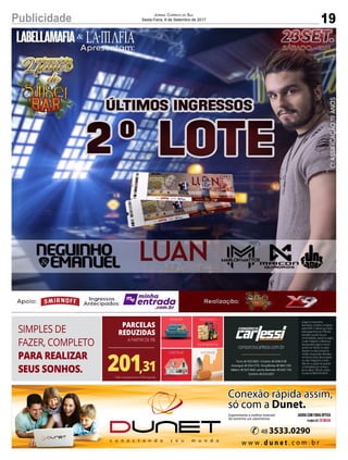 19Publicidade Jornal Correio do Sul
Sexta-Feira, 8 de Setembro de 2017
 