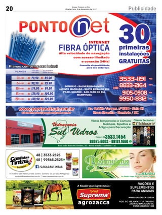 20 PublicidadeJornal Correio do Sul
Quarta-Feira, 8 de Novembro de 2017
 