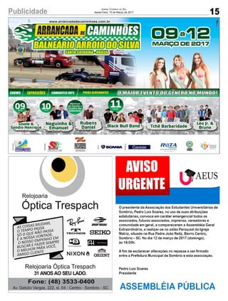 15Publicidade Jornal Correio do Sul
Sexta-Feira, 10 de Março de 2017
 