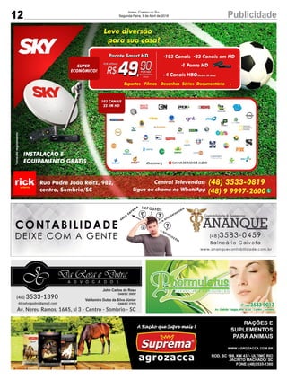 12 PublicidadeJornal Correio do Sul
Segunda-Feira, 9 de Abril de 2018
 