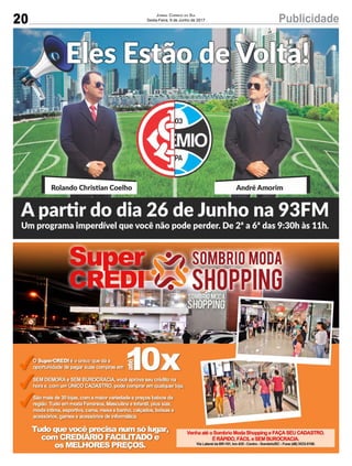 20 PublicidadeJornal Correio do Sul
Sexta-Feira, 9 de Junho de 2017
 