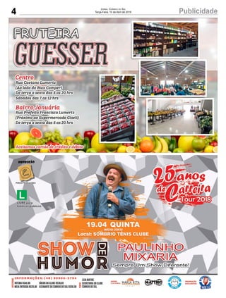 4 PublicidadeJornal Correio do Sul
Terça-Feira, 10 de Abril de 2018
 