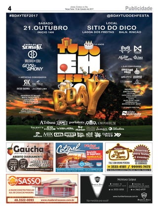 4 PublicidadeJornal Correio do Sul
Terça-Feira, 10 de Outubro de 2017
 