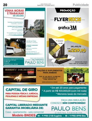 20 PublicidadeJornal Correio do Sul
Quarta-Feira, 11 de Outubro de 2017
 