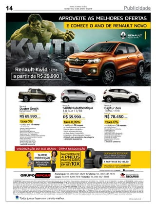 14 PublicidadeJornal Correio do Sul
Sexta-Feira, 12 de Janeiro de 2018
 