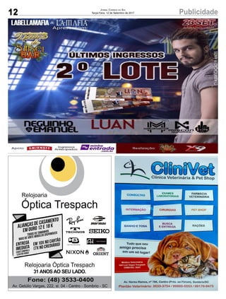 12 PublicidadeJornal Correio do Sul
Terça-Feira, 12 de Setembro de 2017
 