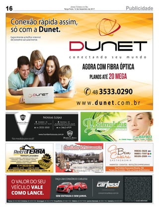 16 PublicidadeJORNAL CORREIO DO SUL
Terça-Feira, 12 de Dezembro de 2017
 