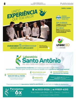 8 PublicidadeJornal Correio do Sul
Quinta-feira, 13 de Dezembro de 2018
 
