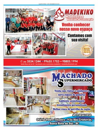 QUARTA-FEIRA, 14 DE DEZEMBRO DE 2016
 