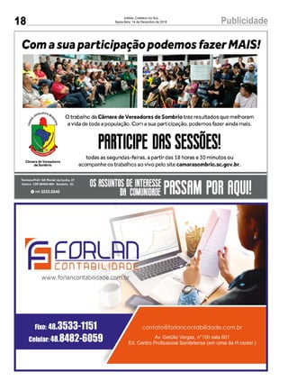 18 PublicidadeJornal Correio do Sul
Sexta-feira, 14 de Dezembro de 2018
 