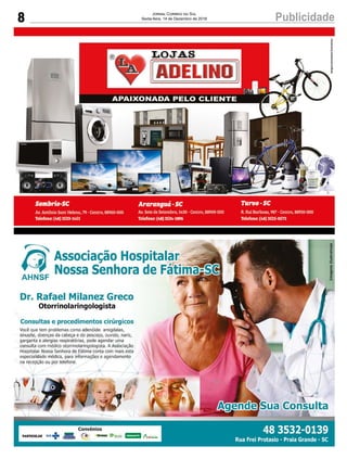 8 PublicidadeJornal Correio do Sul
Sexta-feira, 14 de Dezembro de 2018
 