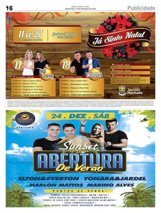 16 PublicidadeJornal Correio do Sul
Sexta-Feira, 16 de dezembro de 2016
 