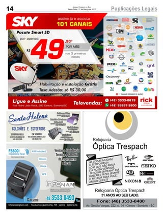 14 Puplicações LegaisJornal Correio do Sul
Sexta-Feira, 17 de Março de 2017
 