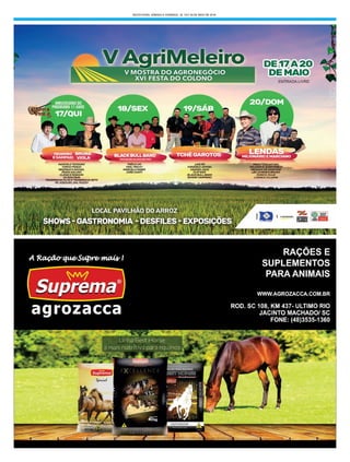 SEXTA-FEIRA, SÁBADO E DOMINGO, 18, 19 E 20 DE MAIO DE 2018
 