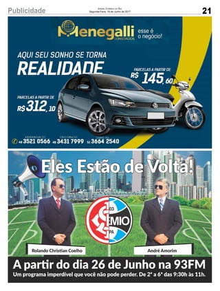 21Publicidade Jornal Correio do Sul
Segunda-Feira, 19 de Junho de 2017
 