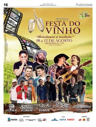 16 PublicidadeJornal Correio do Sul
Terça-Feira, 19 de Junho de 2018
 