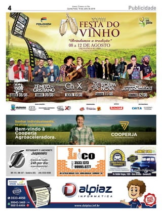 4 PublicidadeJornal Correio do Sul
Quinta-Feira, 19 de Julho de 2018
 