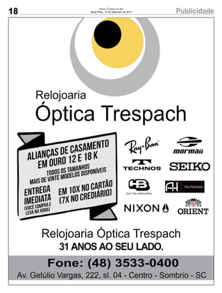 18 PublicidadeJornal Correio do Sul
Terça-Feira, 19 de Setembro de 2017
 
