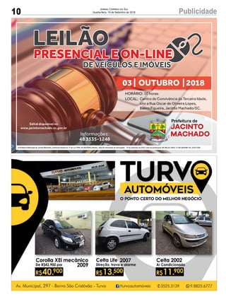 10 PublicidadeJornal Correio do Sul
Quarta-feira, 19 de Setembro de 2018
 