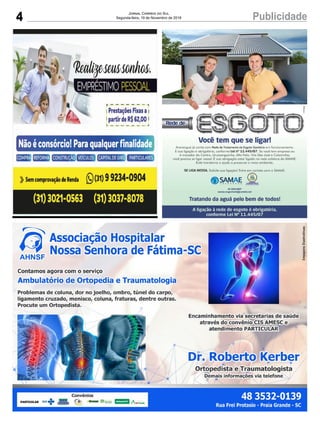 4 PublicidadeJornal Correio do Sul
Segunda-feira, 19 de Novembro de 2018
 