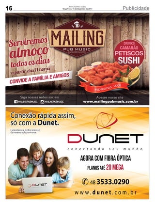 16 PublicidadeJORNAL CORREIO DO SUL
Terça-Feira, 19 de Dezembro de 2017
 