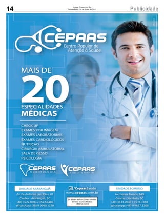 14 PublicidadeJornal Correio do Sul
Quinta-Feira, 20 de Julho de 2017
 