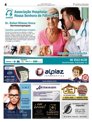 4 PublicidadeJornal Correio do Sul
Segunda-Feira, 20 de Agosto de 2018
 