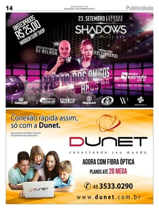 14 PublicidadeJornal Correio do Sul
Quarta-Feira, 20 de Setembro de 2017
 