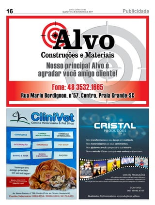 16 PublicidadeJornal Correio do Sul
Quarta-Feira, 20 de Setembro de 2017
 