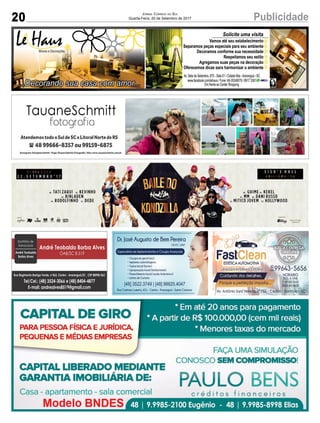 20 PublicidadeJornal Correio do Sul
Quarta-Feira, 20 de Setembro de 2017
 