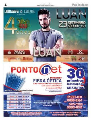 4 PublicidadeJornal Correio do Sul
Quarta-Feira, 20 de Setembro de 2017
 