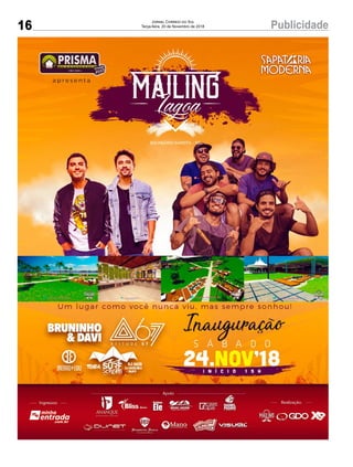 16 PublicidadeJornal Correio do Sul
Terça-feira, 20 de Novembro de 2018
 