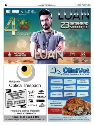 4 PublicidadeJornal Correio do Sul
Quinta-Feira, 21 de Setembro de 2017
 