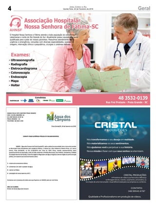 4 GeralJornal Correio do Sul
Quinta-Feira, 22 de Fevereiro de 2018
 