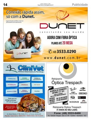 14 PublicidadeJornal Correio do Sul
Terça-Feira, 22 de Agosto de 2017
 