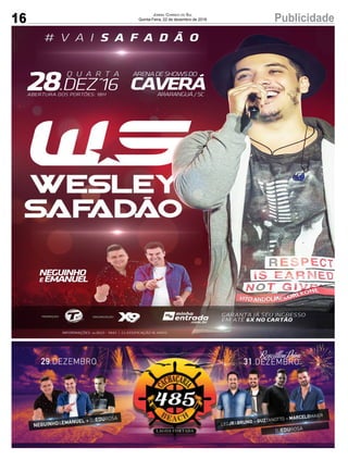 16 PublicidadeJornal Correio do Sul
Quinta-Feira, 22 de dezembro de 2016
 