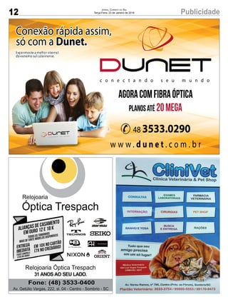 12 PublicidadeJORNAL CORREIO DO SUL
Terça-Feira, 23 de Janeiro de 2018
 