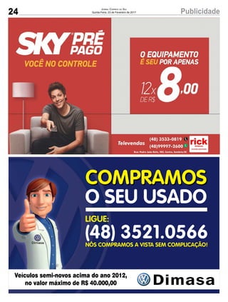 24 PublicidadeJornal Correio do Sul
Quinta-Feira, 23 de Fevereiro de 2017
 