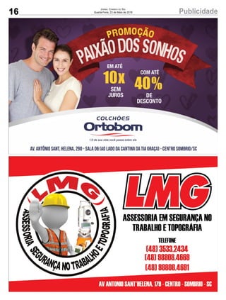16 PublicidadeJornal Correio do Sul
Quarta-Feira, 23 de Maio de 2018
 